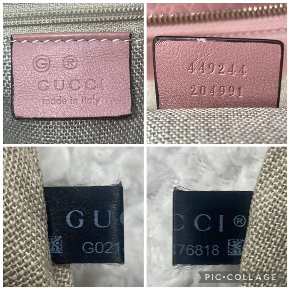 Gucci GG Microguccissima Monogram Bree Pink Leather Hobo Zip Shoulder Bag Purse